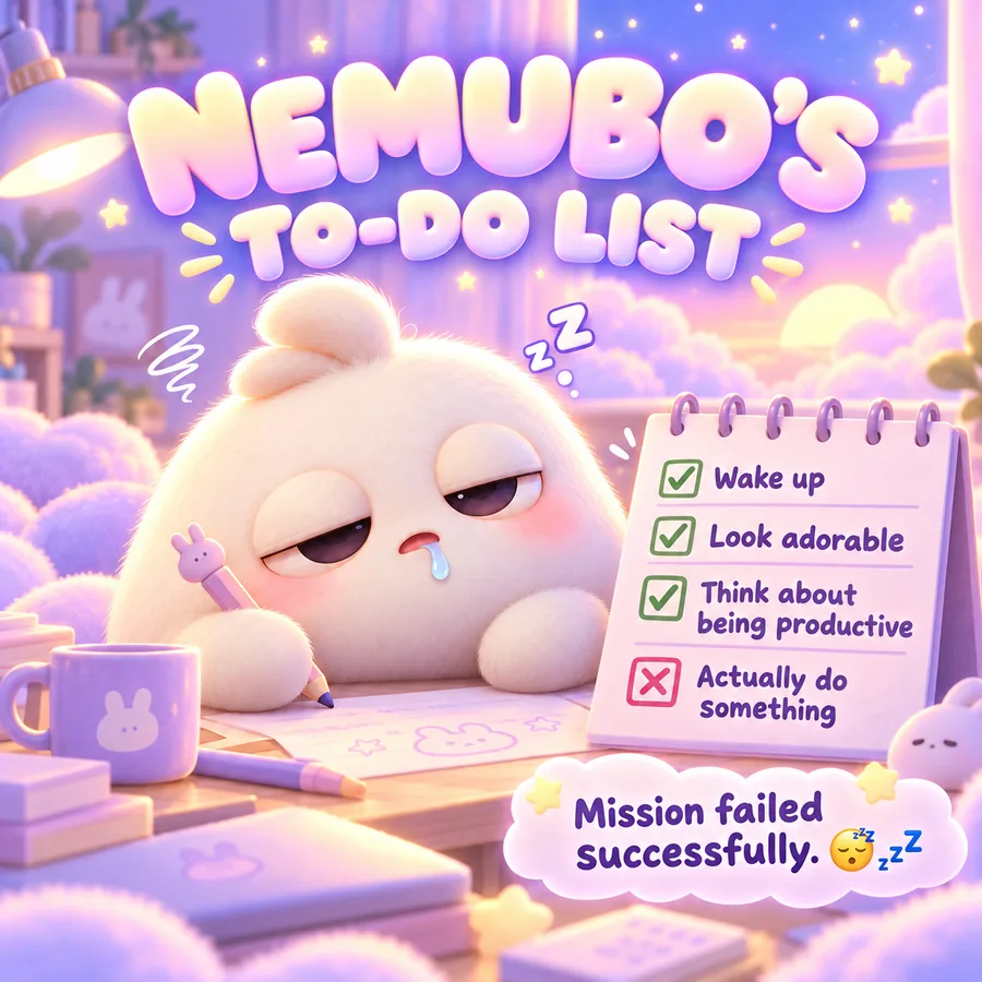 NEMUBO's hilariously unproductive to-do list